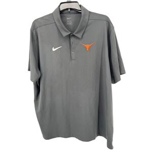 Nike Texas Longhorns Polo‎ Shirt 3XL Dri-FIT Mens Gray Football Outdoors